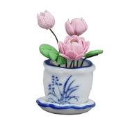 kesurpae Mini casa de muñecas, Modelo de Planta en Maceta y Flor, Escala 1:12, Accesorio Decorativo para jardín Hadas, CREA escenas Vida para tu casa muñecas. Regalos, Muebles para .