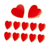 KESYOO Broche de Solapa Forma de Corazón Rojo, Pack de 12 Broches de Aleación de Zinc para San Valentín, Boda y Voluntariado, Accesorio Decorativo para Ropa Mujer