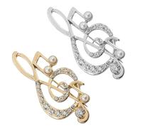 KESYOO Broche Símbolo Musical 2 Piezas Dorado y Plateado Gemas de Imitación, Pin Decorativo para Ropa y Broche de Fiesta para Amantes Música