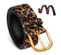 KESYOO Cinturón Ancho Reversible para Mujer con Estampado de Leopardo Marrón, Cinturón Casual Decorativo de Pu Sintético Ajustable para Vestidos y Pantalones, Accesorio de Moda Boho