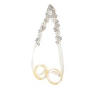 KESYOO Cinturón de Boda de Cristal Ajustable para Mujer con Pedrería y Detalles de Perlas, Faja Nupcial Elegante con Cinta Color Marfil para Vestido de Novia, Accesorio Formal y Fiesta