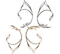 KESYOO Pendientes sin Perforación para Mujer 4 Piezas, Brazaletes de Oreja Tipo Ear Cuff en Aleación, Diseño Envolvente en Dorado y Plateado, Accesorios Ligeros para Fiestas y Uso Diario