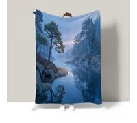 KETAFOUND Estampados Bosques Y Lagos Invierno Manta Sofa Suave Y Cálida Acogedora Franela Mantas Polar para Cama Blanket para Cama Adulto Niño Y Mascota (Atmósfera Inmersiva, 150 X 200 Cm)