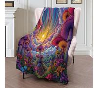 KETAFOUND Manta De Franela De Forro Polar con Extraña Huella Hongo, 150 X 200 Cm, Manta con Dibujos Animados Psicodélicos para Cama, Sofá, Viajes, Súper Suave, Mullida, Ligera para Adultos Y Niños