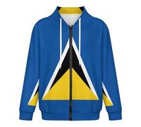 KETAFOUND Sudadera Unisex con Capucha Y Cremallera Completa con Impresión Digital 3D Realista, Bandera Santa Lucía Suave Cómoda, Tendencias La Moda Día A Día En Primavera, Otoño Invierno,