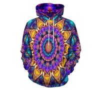 KETAFOUND Unisex Patrón Mandala 3D Hoodie Hombre Sudadera con Capucha Estilo Psicodélico Manga Larga Pullover Sweatshirt con Bolsillos, Colores Mixtos Informal Sudadera Holgada