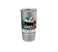 Ketchikan Alaska Aurora Boreal Alce Souvenir Vaso térmico de acero inoxidable de doble pared