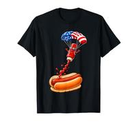 Ketchup de Perrito Caliente Saltando en paracaídas sumergirse en un Bollo Camiseta
