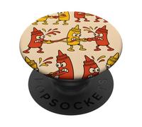 Ketchup vs Mustard Cartoon Tug-of-War Pattern PopSockets PopGrip Adhesivo