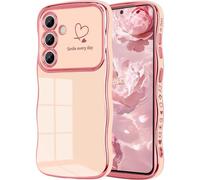 Keteen Funda para Samsung Galaxy S25 FE, Niñas Lindas Ondas Rizadas Funda Delgada Flexible Silicona Galvanizada Protección de Cámara Resistente a los Arañazos Carcasa para Samsung S25 FE Oro Rosa