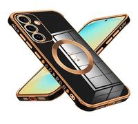 Keteen Funda para Samsung Galaxy S25 Plus Compatible con MagSafe, Carcase Protectora Galvanoplastia Ultra Fina Carga Inalámbrica TPU Flexible Anti- Arañazos Funda Magnética para Samsung S25 Plus-Negro