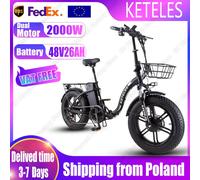 KETELES-bicicleta eléctrica plegable KF9, bici con Motor Dual de 2000W, batería de 48V y 26Ah, todoterreno, neumático ancho de 20x4 pulgadas 1000W 48V35AH Delived 3-7 Days