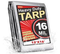 Keten Tarps - Lona Resistente Impermeable de 12 x 16 pies, extragruesa 16 mil, Resistente al desgarro y a la decoloración, 100% Bloqueo UV, Lona para Exteriores con Ojales Reforzados para Techo,
