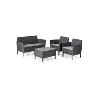 KETER 444705 SALA DE ESTAR 4 PIEZAS ""SALEMO LOUNGE"" GRAFITO DE MIMBRE PLANA...