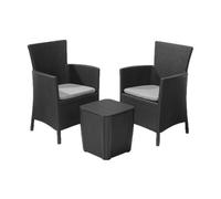 KETER 444729 SALÓN DE 3 PIEZAS ""IOWA BALCÓN"" GRAFITO DE MIMBRE PLANO 2 PLAZAS
