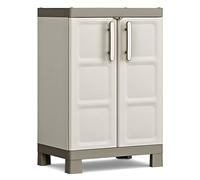 Keter Armario Excellence Bajo|Armario Bajo de almacenaje|Resina|2 Puertas y 2 baldas Regulables en Altura|Color Arena/Gris|97 x 65 x 45 cm