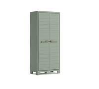 Keter Armario Planet Outdoor Alto|Almacenaje Interior y Exterior|Resina|Resistente al Agua con 2 Puertas y 4 Baldas Regulables en Altura|Color Verde|80 x 44 x 182 cm