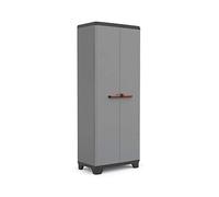 Keter Armario Stilo Alto|Amario Alto de almacenaje|Resina|2 Puertas y 3 baldas Regulables en Altura|Color Gris/Negro|173 x 68 x 39 cm