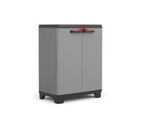 Keter Armario Stilo Bajo|Amario Bajo de almacenaje|Resina|2 Puertas y 1 balda Regulable en Altura|Color Gris/Negro|90 x 68 x 39 cm