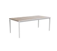 Keter Avon - Mesa Comedor Rectangular Exterior, jardín, terraza, 200 x 95 x 75 cm, Capacidad 8 Personas, Resina, Tablero Acabado imitación Madera, Marco Blanco