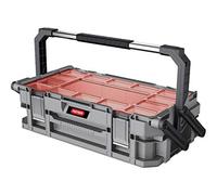 KETER Cantilever Connect - Caja de herramientas - Caja de herramientas grande 2 niveles para guardar tus herramientas - Soporte de 2 patas - 11 compartimentos extraíbles - pestillos metálicos - Caja de plástico - Gris