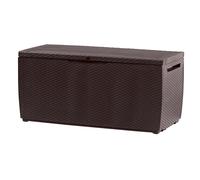 Keter Capri Caja de almacenaje de plástico para exteriores Muebles de jardín, 123 x 53,5 x 57 cm, Marrón