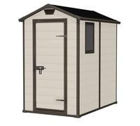Keter Caseta de jardín Manor 4 x 6, Acabado Efecto Madera Rayada, Beige, 130 x 192 x 198 cm