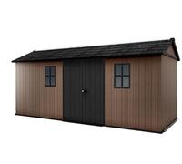 Keter Caseta de jardín Newton 7517/1775, Efecto Madera Natural, Puertas y Ventanas orientables, marrón, 10,3 m², 230 x 539 x 246 cm