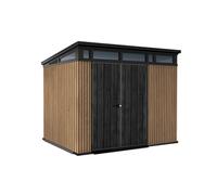 Keter Caseta de jardín Pent 9 x 7 Venetian, Efecto Madera Natural con láminas, 6 m², 227 x 218 x 226 cm