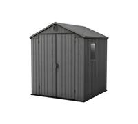 Keter Caseta Jardin Exterior Resina Darwin 6x6,3,3m2,Efecto Madera,Ventana | 190x183x221 cm,Color gris,Resistente a UV, con Ventilación, resistente al agua
