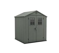 Keter Caseta Jardin Exterior Resina Darwin 6x6,3,3m2,Efecto Madera,Ventana | 190x183x221 cm,Color verde,Resistente a UV, con Ventilación, resistente al agua