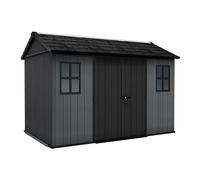 Keter Caseta Jardin Exterior Resina evotech Newton Plus 1175,7,2m2,Ventana | 230x350x246 cm,color gris, aspecto madera, 2 opciones montaje, claraboya y se Puede Cerrar