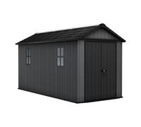 Keter Caseta Jardin Exterior Resina evotech Newton Plus 7515,10m2,Ventana | 230x476x246 cm,color gris, aspecto madera, 2 opciones montaje, claraboya y se Puede Cerrar