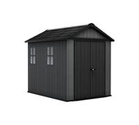 Keter Caseta Jardin Exterior Resina evotech Newton Plus 759,5,7m2,Ventana | 230x287x246 cm, color gris, aspecto madera, 2 opciones montaje, claraboya y se Puede Cerrar