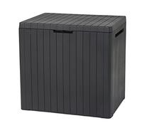 Keter City Box - Arcón exterior, Baúl almacenaje, Capacidad 113L, Resina, Color Gris, Ordenación jardín y terraza, 44 x 58 x 55 cm