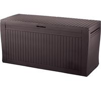 Keter Comfy - Arcón exterior, Baúl almacenaje, Capacidad 270L, Resina, Color marrón, Ordenación jardín y terraza, 44.7 x 116.7 x 57 cm
