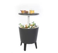 Keter Cool Bar, Gris/Blanco, Mesa de cóctel, Mesa Auxiliar, Incluye función de Caja de refrigeración, Resistente a la Intemperie, Espacio para hasta 42 latas de Bebidas