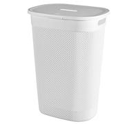 Keter Curver Filo - Cesto para la ropa sucia de baño, blanco, capacidad de 55 litros, 70% reciclado, 45 x 35 x 61 cm