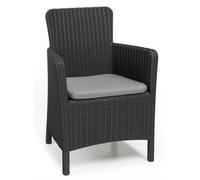 Keter Dinningsessel Negro Silla de Jardín Con Cojín Terraza Interior Balcón