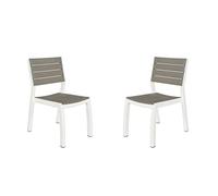 Keter Harmony - Pack x2 Silla jardín para Interior y Exterior sin reposabrazos, apilable, Color Beige/Topo