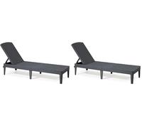 Keter Jaipur-Tumbona de Jardín Plegable, para Exterior terrazas, Patios, Jardines, Color Gris, Jaipur (Paquete de 2)