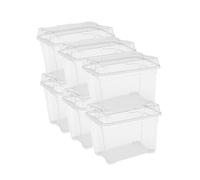 Keter Juego de 6 recipientes de plástico con tapa Jumbo Box S, transparentes, ideales para ropa y como almacenamiento, aptos para armarios y garajes, 21 L, 37 x 26 x 31 cm