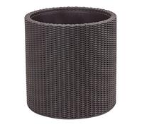 Keter- Maceta Grande ratán, Base Redonda; 100% Material Reciclado; 44 x 44 x 44 cm ; Capacidad 39 L; Color Marrón Chocolate