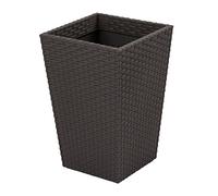 Keter- Maceta pequeña ratán, Base Cuadrada; 100% Material Reciclado; 29 x 29 x 44 cm ; Capacidad 24L; Color Gris Grafito
