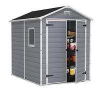 Caseta de jardín Manor 6x8 (Medidas ext. (An x Pr): 185,8 x 236,8 cm, Gris Claro/Blanco, Plástico, Área: 3,9 m²)