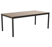 Keter Porto - Mesa de Comedor Exterior para jardín y terraza, 200 x 95 x 75 cm, Apta para 8 Personas, Superficie con Acabado Efecto Madera, Estructura de Metal Grafito