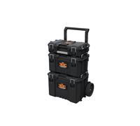 Keter ROC Pro Gear - Carrito de almacenamiento de herramientas resistente con ruedas, modular, apilable, ligero, duradero, resistente al agua IP65, color negro