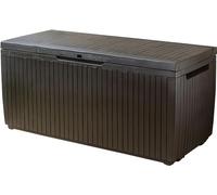 Keter Springwood - Arcón exterior, Baúl almacenaje, Capacidad 305L, Resina, Color marrón, Ordenación jardín y terraza, 53.5 x 123 x 57 cm