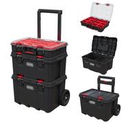 Keter Stack-n-Roll - Almacenamiento y organización de herramientas móviles, sistema modular de resina de 3 piezas