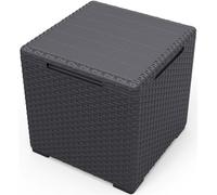 Keter Vigo Storage Box Mesa Auxiliar Mesita de Jardín con Función de Almacenamiento Adicional 37x37x37cm Caja de Almacenamiento, Grafito